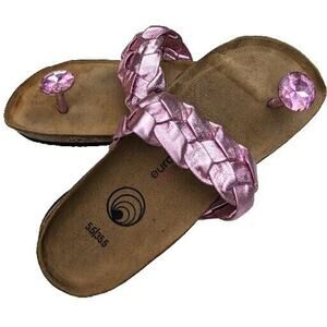 euroWellness Balance Cork Sandals Women 5.5  Metallic Pink Gems Fairy Coquette